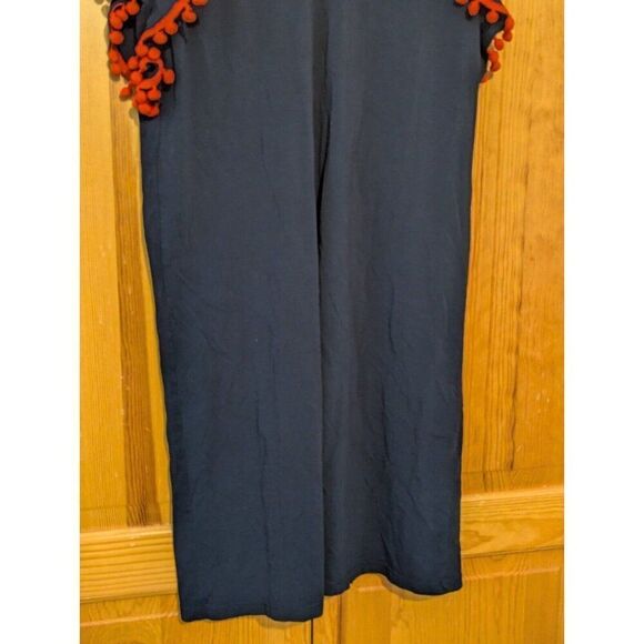 Duffield Lane Pom Pom Shift Dress Size Small Navy Blue Red Vacation Resort Wear - Picture 6 of 6
